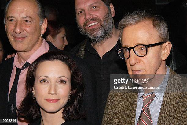 Actors Richard Portnow, Bebe Neuwirth, Skip Sudduth, and playwright Woody Allen arrive at the afterparty for opening night of Allen's new play...