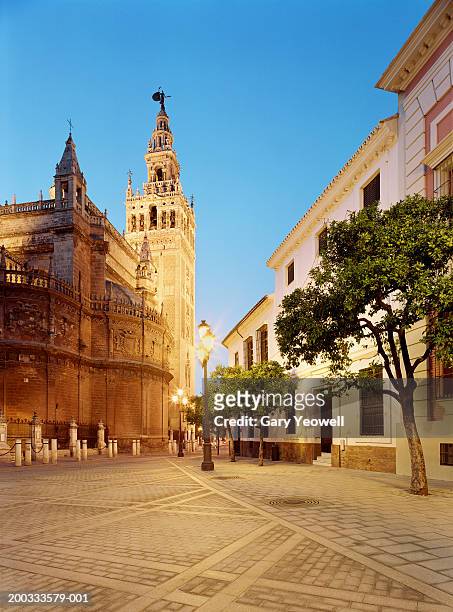 spain, andalucia, seville, seville cathedral and la giralda - seville cathedral stock pictures, royalty-free photos & images