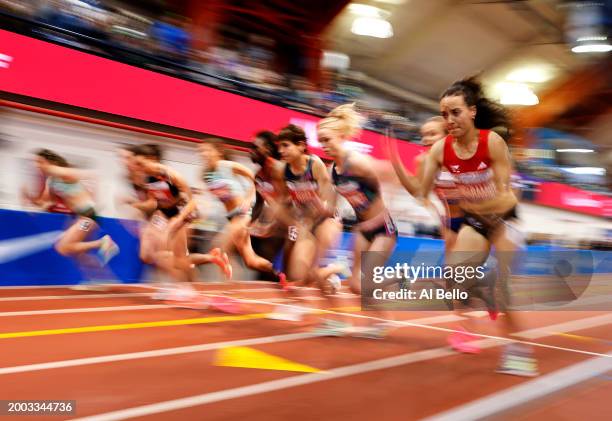 The start of the the NYRR Women's Wanamaker Mile during the 116th Millrose Games at The Armory Track on February 11, 2024 in New York City.