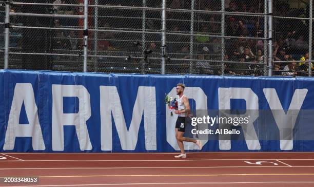 Josh Kerr of Great Britain sets the worlds record at 8:00.67 winning the Dr. Sander Men's 2 Mile during the 116th Millrose Games at The Armory Track...