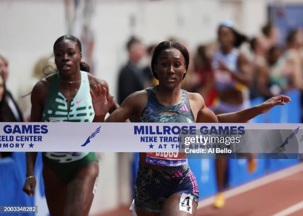Talitha Diggs wins the KPMG Women's 300m during the 116th Millrose Games at The Armory Track on February 11, 2024 in New York City.