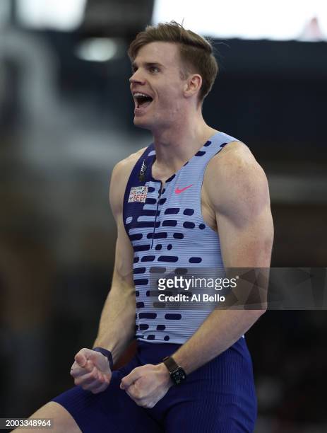 Chris Nilsen competes in the Men's Pole Vault during the 116th Millrose Games at The Armory Track on February 11, 2024 in New York City.