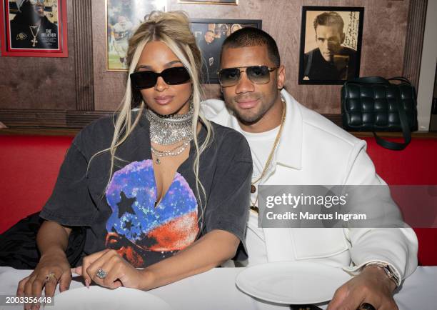 Ciara and Russell Wilson attend the Wheels Up Hosts Annual Rao's Pop-up in Las Vegas Ahead of Super Bowl LVIII on February 10, 2024 in Las Vegas,...