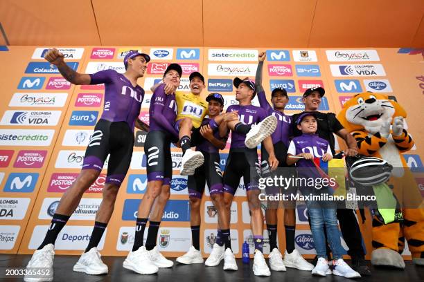 Sergio Henao of Colombia, Rodrigo Contreras of Colombia - Yellow Leader Jersey, Cristian Camilo Muñoz of Colombia, Daniel Muñoz of Colombia, Daniel...