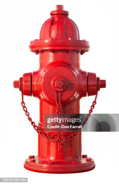 red fire hydrant on white background - fire hydrant stock pictures, royalty-free photos & images
