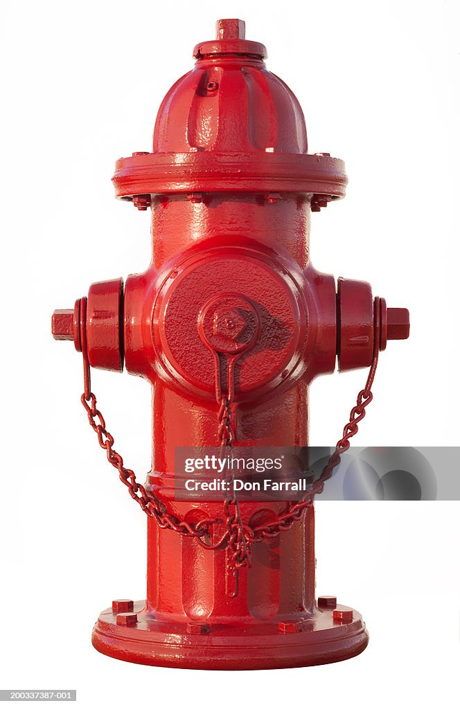 Red fire hydrant on white background