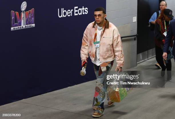 Skyy Moore of the Kansas City Chiefs arrives before Super Bowl LVIII at Allegiant Stadium on February 11, 2024 in Las Vegas, Nevada.