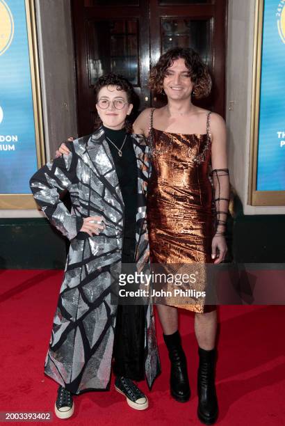 Lucy Moss and Toby Marlow attends the WhatsOnStage Awards 2024 at the London Palladium on February 11, 2024 in London, England.