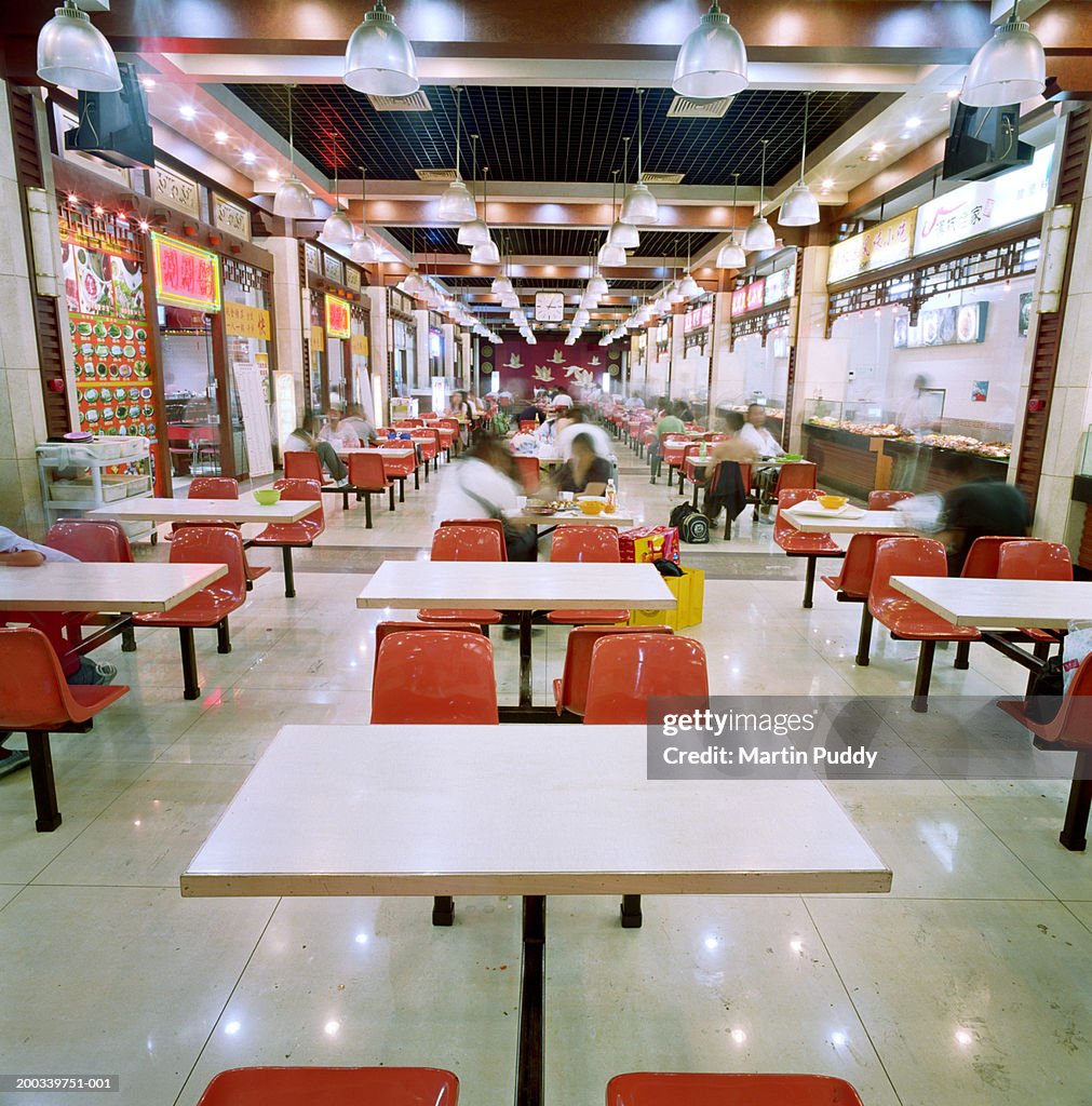 China, Beijing, Beijing Train Station, fast food restaurant (blurred)