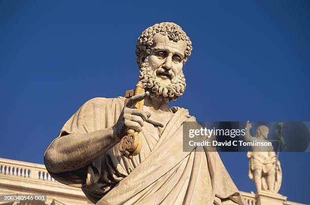 italy, rome, vatican city, statue of st peter in piazza san pietro - peter the apostle stock pictures, royalty-free photos & images