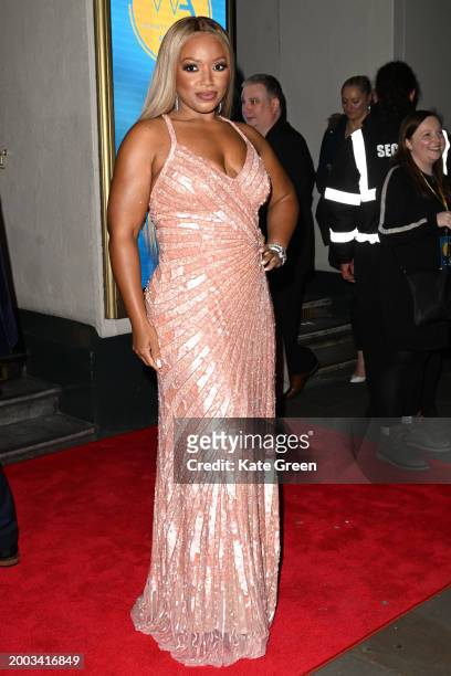 Marisha Wallace attends the WhatsOnStage Awards 2024 at the London Palladium on February 11, 2024 in London, England.