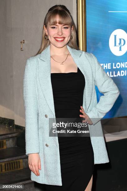 Abbie Budden attends the WhatsOnStage Awards 2024 at the London Palladium on February 11, 2024 in London, England.