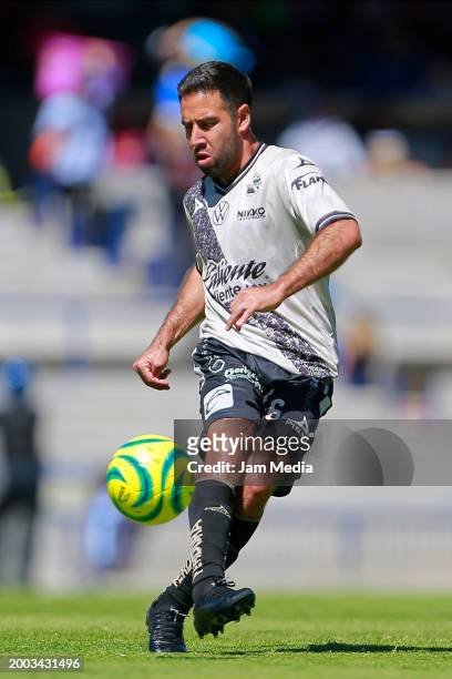 Pablo Gonzalez of Puebla controls the ball during the 6th round match between Pumas UNAM and Puebla as part of the Torneo Clausura 2024 Liga MX at...