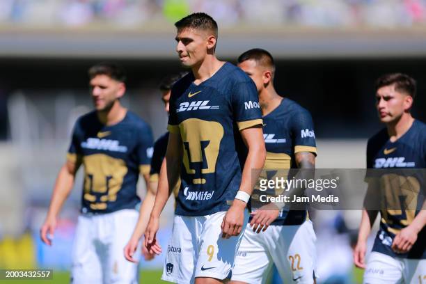 Guillermo Martinez of Pumas looks on during the 6th round match between Pumas UNAM and Puebla as part of the Torneo Clausura 2024 Liga MX at Estadio...