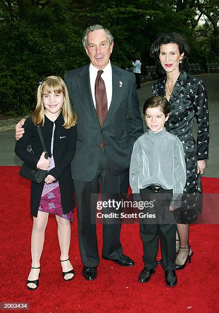 Mayor Michael Bloomberg, New York City Film Commissioner Katherine Oliver, with actors Eddie and Kristine Alderson arrive at a party hosted by mayor...