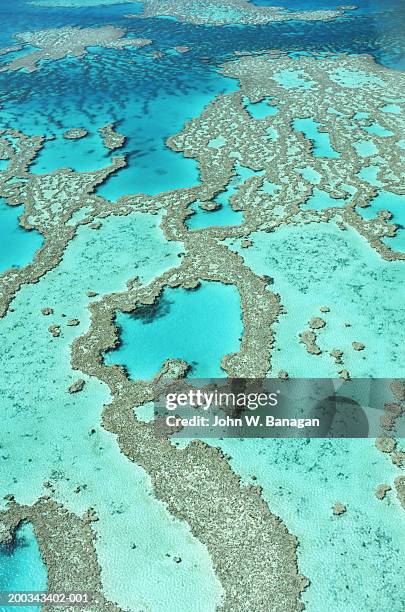 australia, whitsunday islands, great barrier reef, aerial view - whitsundays stock pictures, royalty-free photos & images