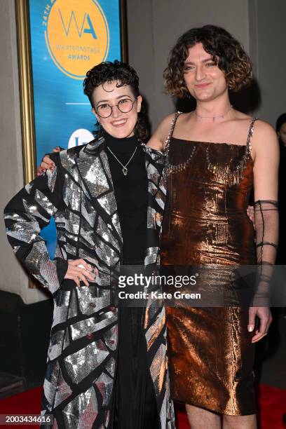 Lucy Moss and Toby Marlow attend the WhatsOnStage Awards 2024 at the London Palladium on February 11, 2024 in London, England.
