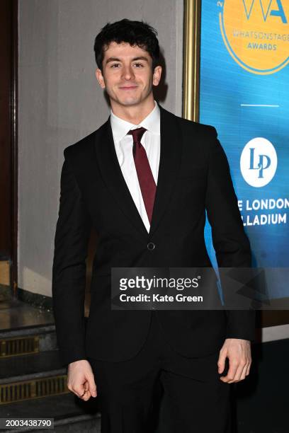 Tobias Turley attends the WhatsOnStage Awards 2024 at the London Palladium on February 11, 2024 in London, England.