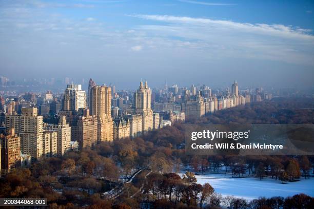 usa, new york, new york city, west side of central park, aerial view - central park manhattan fotografías e imágenes de stock