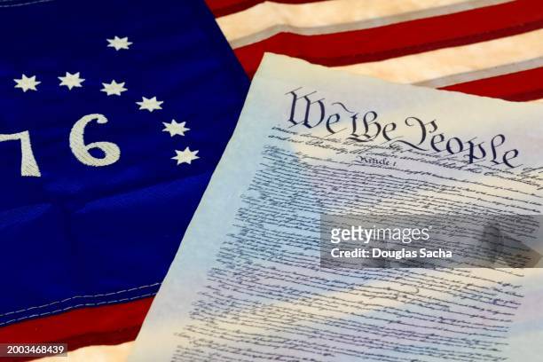 historical american flag and the constitution of the united states - pennsylvania colony flag bildbanksfoton och bilder
