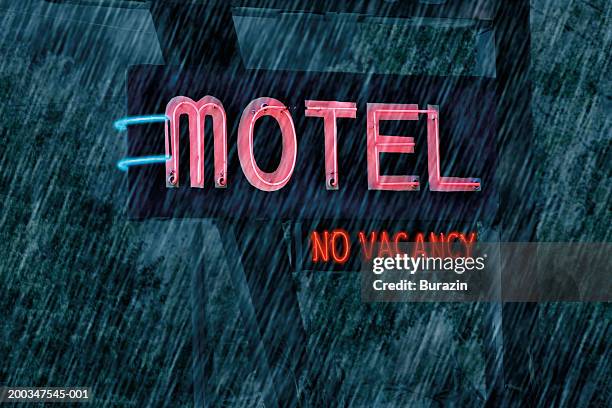 'motel' and 'no vacancy'  sign in rain - no vacancies stock pictures, royalty-free photos & images