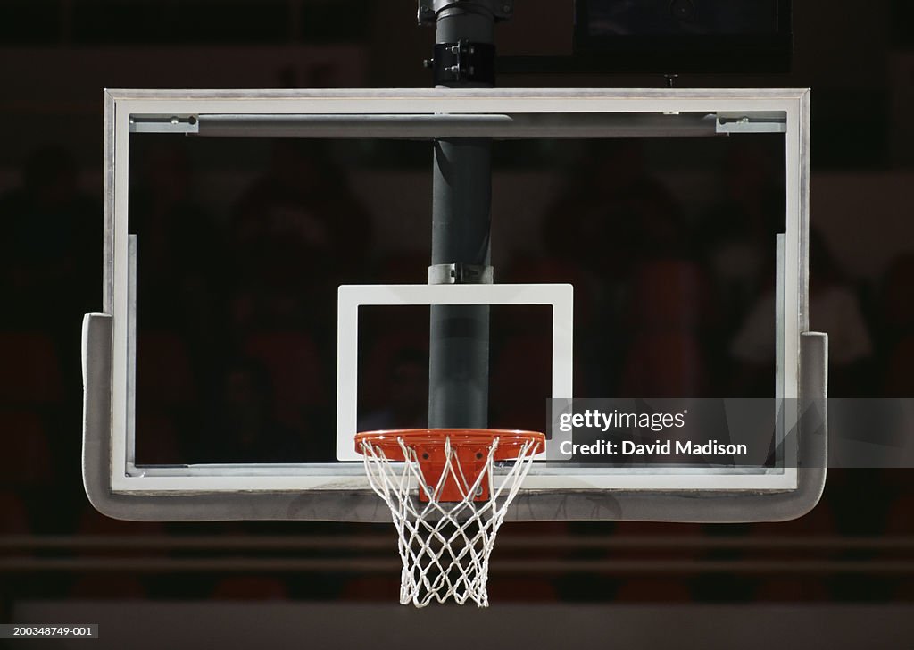 Basketball hoop, net and backboard, close-up