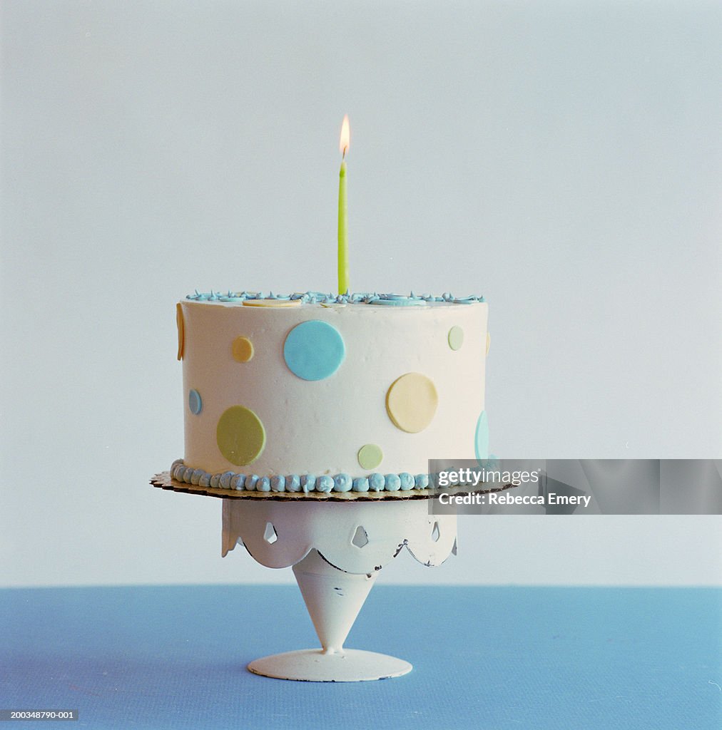 Birthday cake with one candle