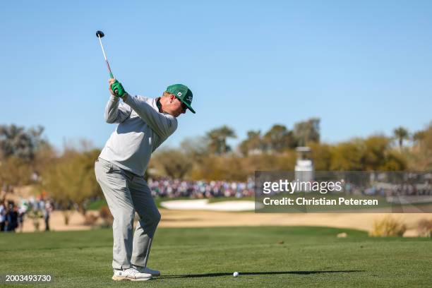 Charley Hoffman of the United States plays his shot from the seventh tee during the final round of the WM Phoenix Open at TPC Scottsdale on February...