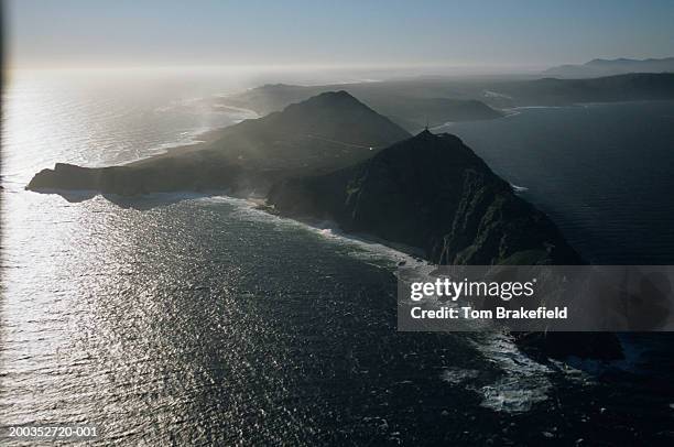 cape point (front), cape of good hope (left rear), aerial view, south africa - cape point stock pictures, royalty-free photos & images