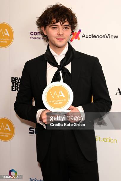 Jack Wolfe inside the WhatsOnStage Awards 2024 Winners Room at the London Palladium on February 11, 2024 in London, England.