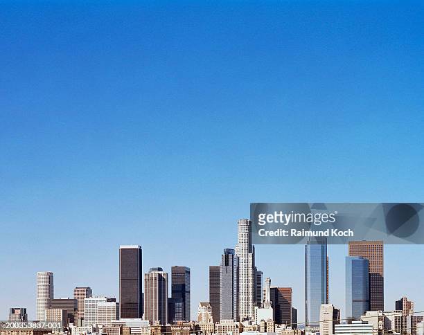 usa, california, los angeles skyline - stadtsilhouette stock-fotos und bilder