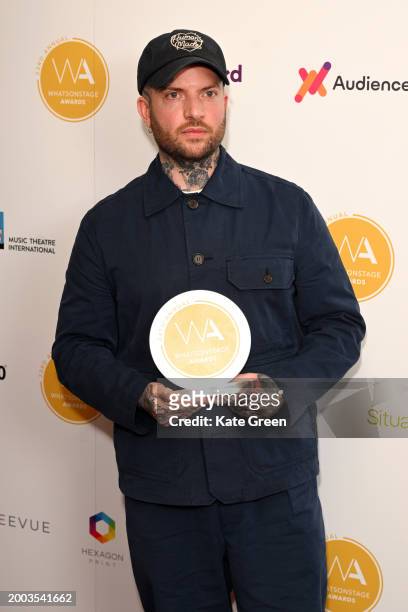 Jamie Lloyd inside the WhatsOnStage Awards 2024 Winners Room at the London Palladium on February 11, 2024 in London, England.