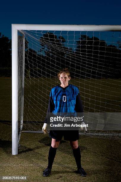 young female goalie - woman goalie stock pictures, royalty-free photos & images