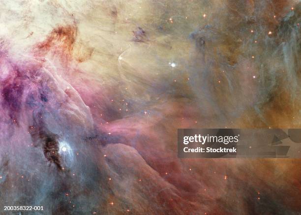 orion nebula star formation, satellite view - nebulosa imagens e fotografias de stock