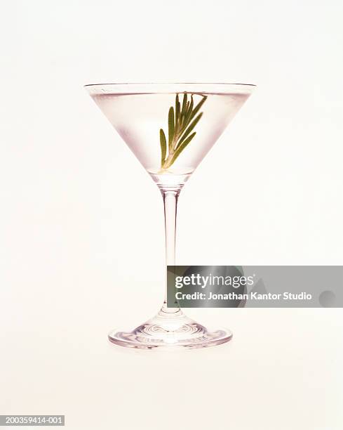 martini with sprig of rosemary - cocktail isolated stock pictures, royalty-free photos & images