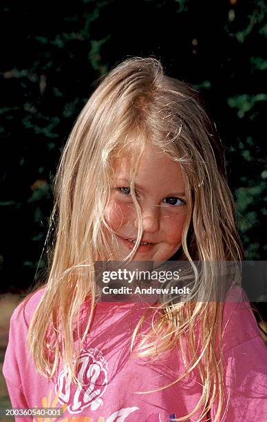 Girl Smiling Outdoors Closeup Portrait High-Res Stock Photo
