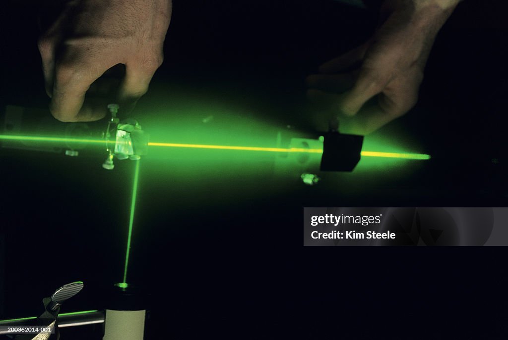 Argon laser emitting gases in test laboratory