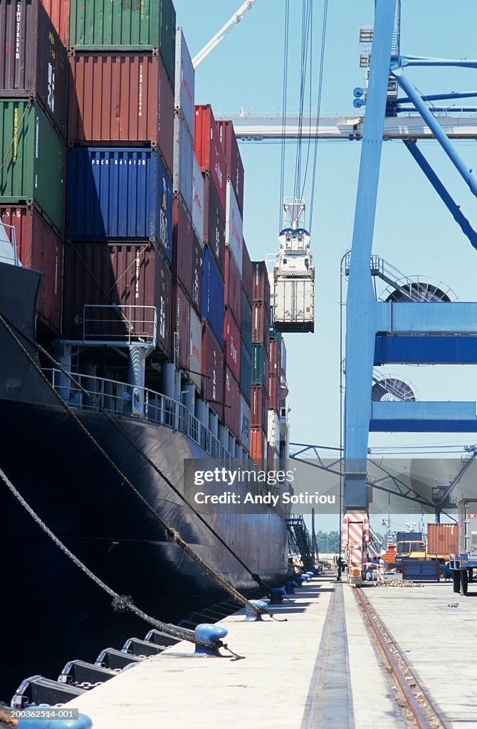 Freight being unloaded at Container port, Cyprus