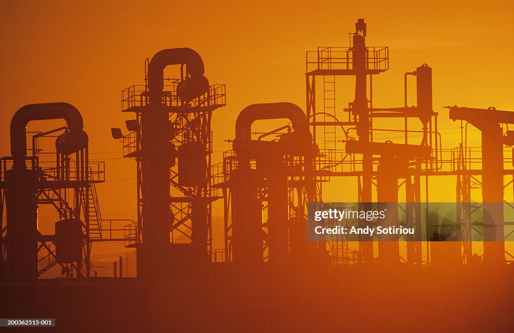 Oil Refinery, Misty sunset