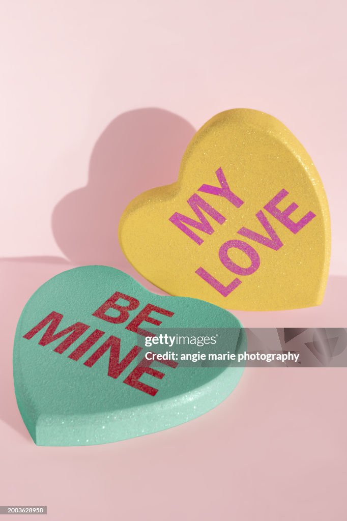 Yellow and Mint Green Conversation Heart