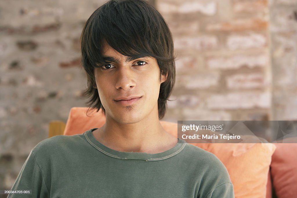 Teenage boy (16-18) smiling, portrait, close-up