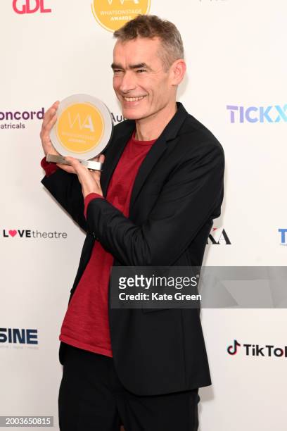Rufus Norris inside the WhatsOnStage Awards 2024 Winners Room at the London Palladium on February 11, 2024 in London, England.