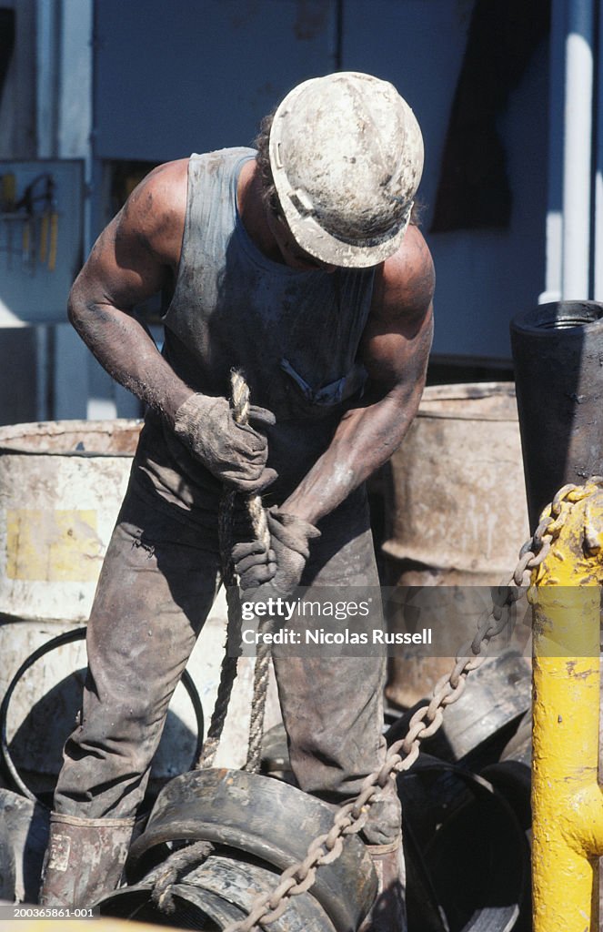 Oil Rig Roughneck Stacking Rope High-Res Stock Photo - Getty Images