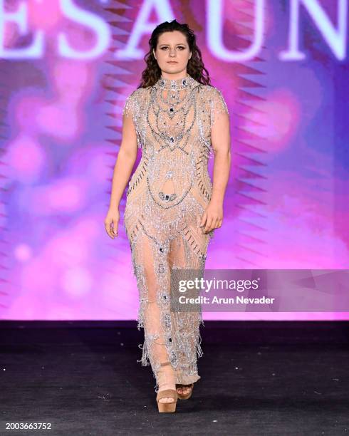Designer Alycesaundra Lyerly walks during the Alycesaundral fashion show at New York Fashion Week Fall 2024 powered by Art Hearts Fashion at The...