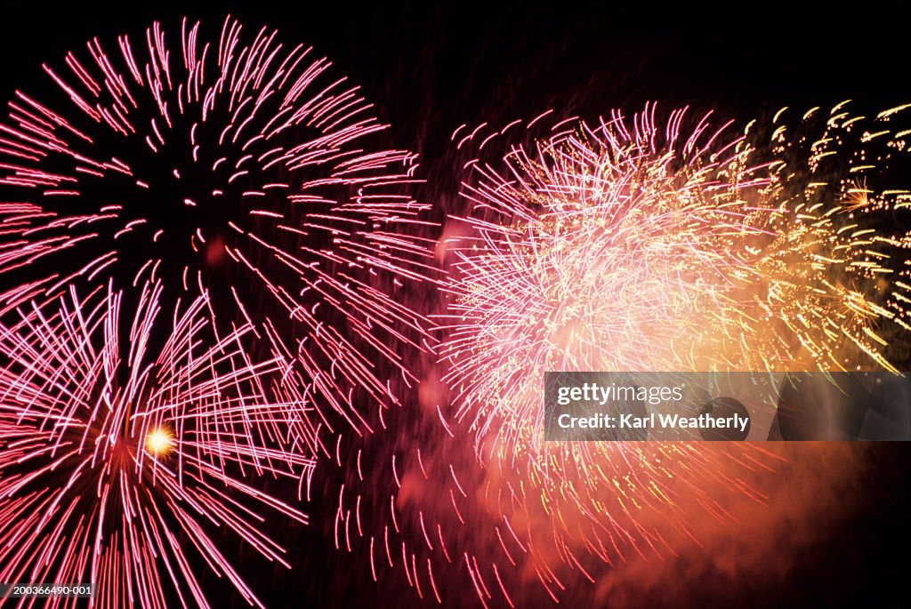 Exploding Fireworks, low angle view