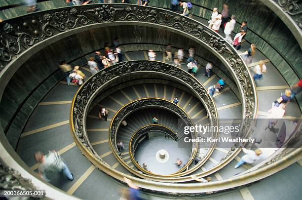 bramante's staircase, vatican museum, overhead view - vatican museums ストックフォトと画像