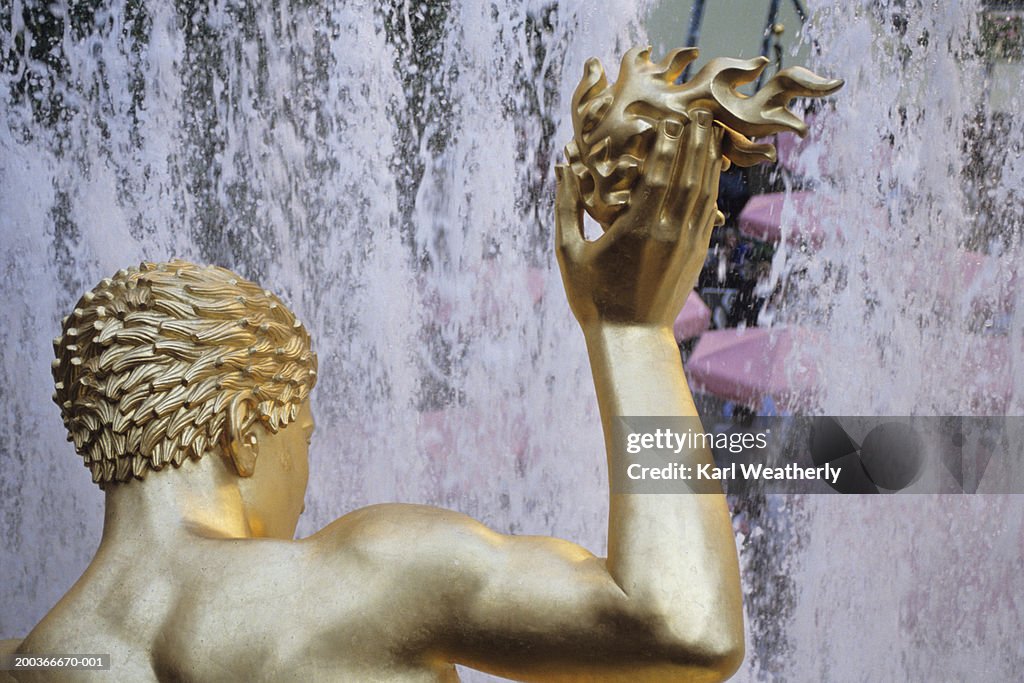 Fountain at Rockefeller Centre, New York, New York, close-up