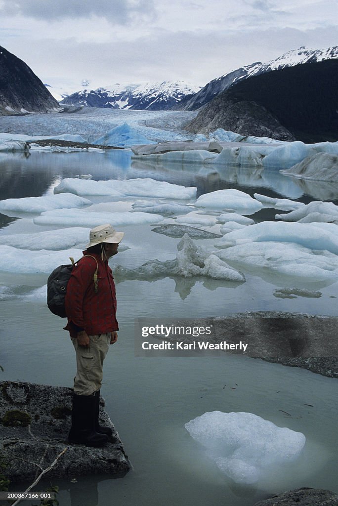 Hiker on glacier