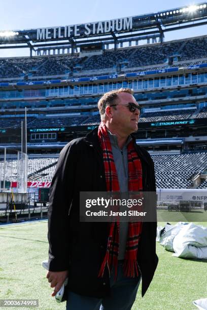 New Jersey Devils Executive Vice President of Hockey Operations & Hockey Hall of Famer, Martin Brodeur, takes in the view as the rink build-out...