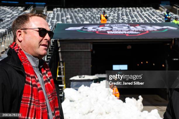 New Jersey Devils Executive Vice President of Hockey Operations & Hockey Hall of Famer, Martin Brodeur, takes in the view as the rink build-out...